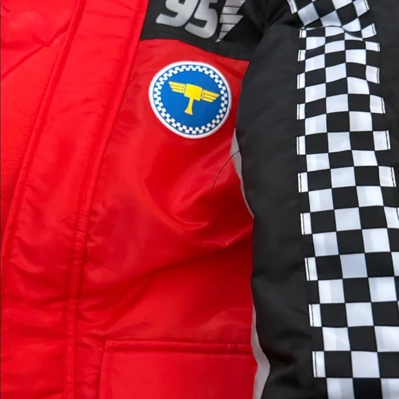 Disney Pixar Lightning McQueen hooded puffer jacket Size 5/6 - Picture 7 of 10